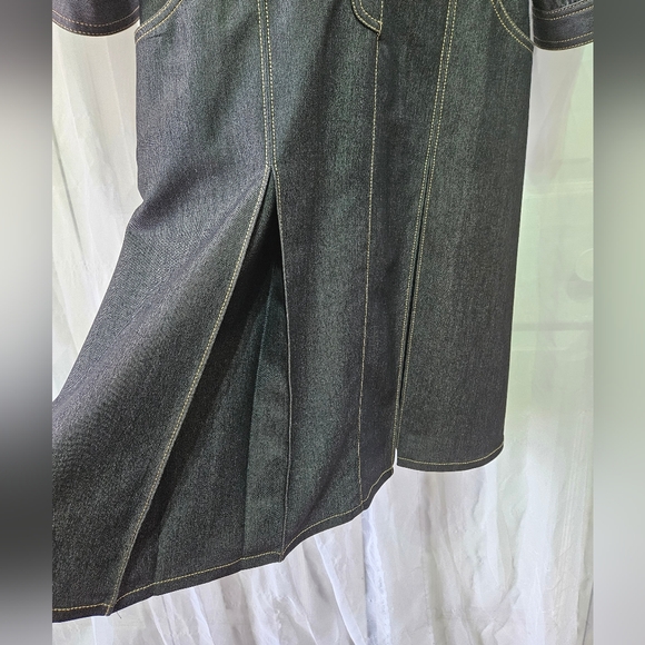 EUC Cache Black Raw Denim Button Front A-line Dress, 8 - Picture 10 of 11